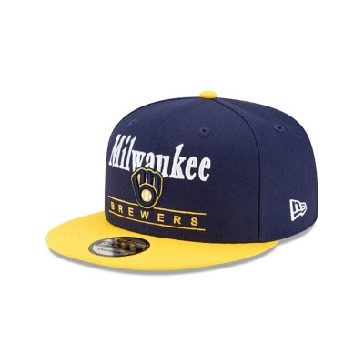 Blue Milwaukee Brewers Hat - New Era MLB Two Tone Retro 9FIFTY Snapback Caps USA6923081